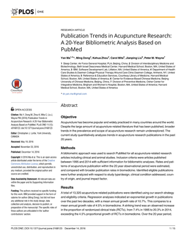 A 20-Year Bibliometric Analysis Based on Pubmed