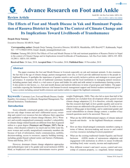 Advance Research on Foot and Ankle Smith RG