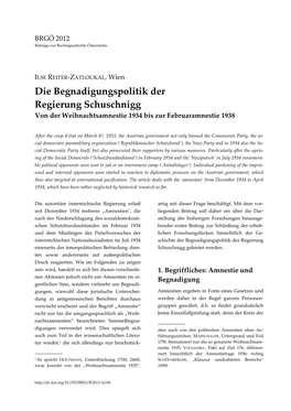 Die Begnadigungspolitik Der Regierung Schuschnigg Von Der Weihnachtsamnestie 1934 Bis Zur Februaramnestie 1938