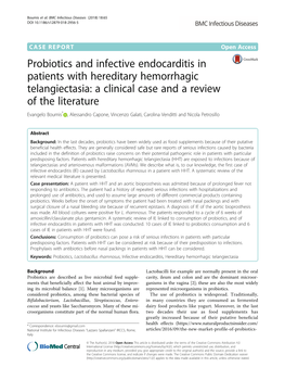 Probiotics and Infective Endocarditis in Patients with Hereditary