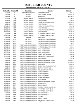 FORT BEND COUNTY Disbursements for JANUARY 2018