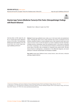 Ovarian-Type Tumors (Mullerian Tumors) of the Testis: Clinicopathologic Findings with Recent Advances