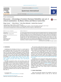 Discussion: <Chronology of Western Pyrenean Paleolithic Cave Art: a Critical Examination> by Blanca Ochoa and Marc