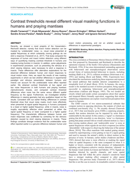 Contrast Thresholds Reveal Different Visual Masking Functions in Humans