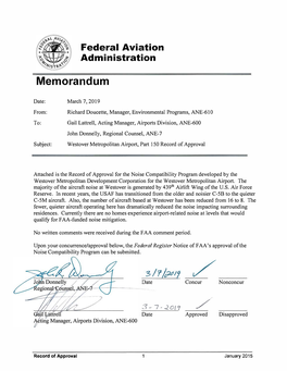 Westover Metropolitan Airport, Part 150 Record of Approval, 7