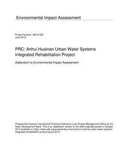 Anhui Huainan Urban Water Systems Integrated Rehabilitation Project