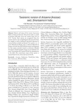Rheedea RESEARCH ARTICLE Journal of the Indian Association for Angiosperm Taxonomy