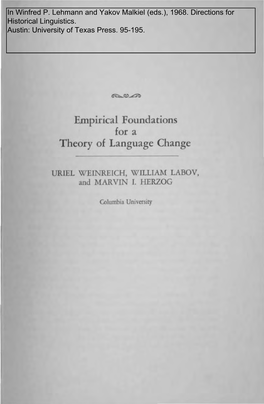 Empirical Foundations for a Theory of Language Change