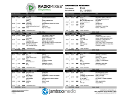 RADIOMIXES RHYTHMIC Show Number: 2103 for Air Week Of: 01/11/2021