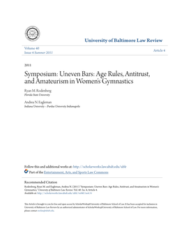 Age Rules, Antitrust, and Amateurism in Women's Gymnastics Ryan M