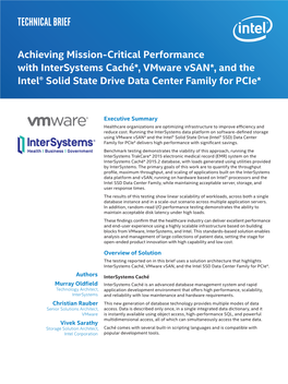 Mission-Critical Performance with Intel, Intersystems, and Vmware