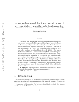 19 Nov 2015 a Simple Framework for the Axiomatization of Exponential