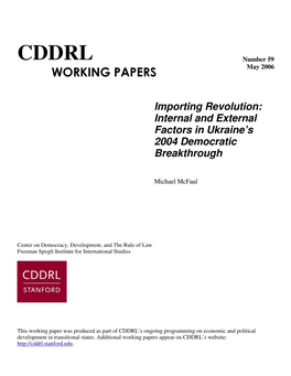 CDDRL Number 59 WORKING PAPERS May 2006