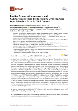 Limited Microcystin, Anatoxin and Cylindrospermopsin Production by Cyanobacteria from Microbial Mats in Cold Deserts