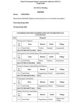 State Environment Impact Assessment Authority (SEIAA) Tamil Nadu 441