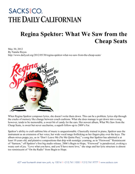 Regina Spektor: What We Saw from the Cheap Seats