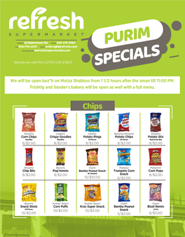 PURIM Specials Are Valid from 2/17/21 Until 2/26/21