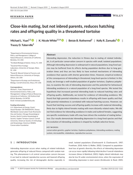 Kin Mating, but Not Inbred Parents, Reduces Hatching Rates and Offspring Quality in a Threatened Tortoise