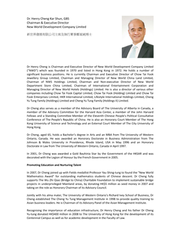 Dr. Henry Cheng Kar Shun, GBS Chairman & Executive Director New