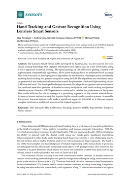 Hand Tracking and Gesture Recognition Using Lensless Smart Sensors