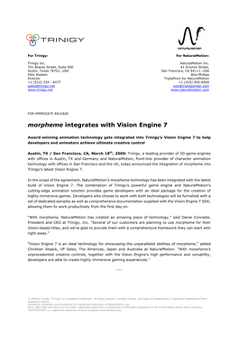 Morpheme Integrates with Vision Engine 7