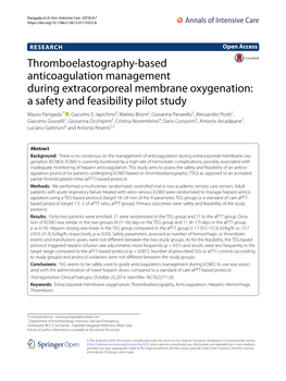 Thromboelastography-Based Anticoagulation Management