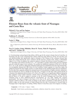 Element Fluxes from the Volcanic Front of Nicaragua and Costa Rica