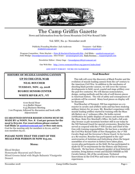 The Camp Griffin Gazette News and Information from the Green Mountain Civil War Round Table