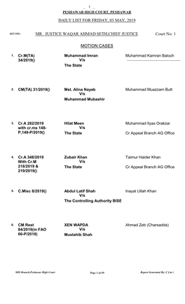 Sb List for 03-05-2019(Friday)