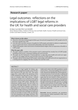 Legal Outcomes: Reflections on the Implications of LGBT Legal Reforms