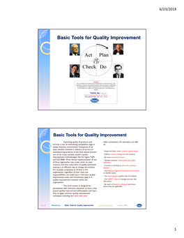 Basic Tools for Quality Improvement