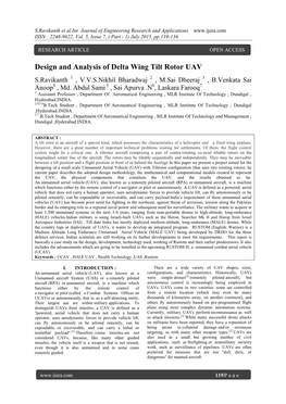 Design and Analysis of Delta Wing Tilt Rotor UAV