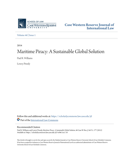 Maritime Piracy: a Sustainable Global Solution Paul R