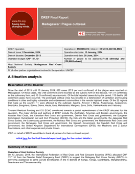 A.Situation Analysis DREF Final Report Madagascar: Plague Outbreak