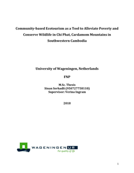 Community-Based Ecotourism As a Tool to Alleviate Poverty and Conserve Wildlife in Chi Phat, Cardamom Mountains in Southwestern Cambodia