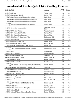 Accelerated Reader Quiz List - Reading Practice Page 1 of 203