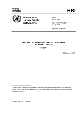 International Human Rights Instruments to Which Turkey Is Party Have Already Been Guaranteed by the Constitution