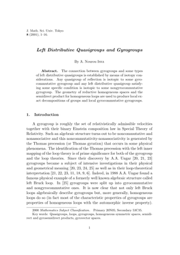 Left Distributive Quasigroups and Gyrogroups