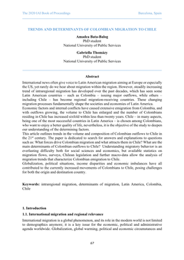 Trends and Determinants of Colombian Migration to Chile