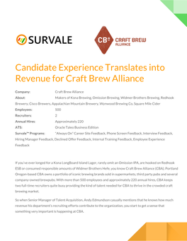 Candidate Experience Translates Into Revenue for Craft Brew Alliance