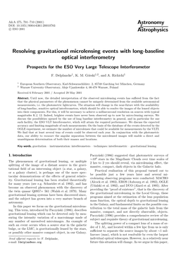 Astronomy & Astrophysics Resolving Gravitational Microlensing Events