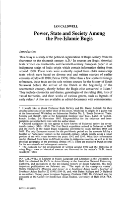 Power, State and Society Among the Pre-Islamic Bugis