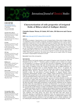 Characterization of Soils Properties of Irrigated Fields of Bilara Tehsil Of