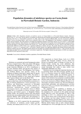 Population Dynamics of Mistletoes Species on Cassia Fistula in Purwodadi Botanic Garden, Indonesia