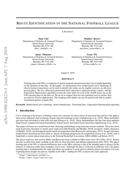 Arxiv:1908.02423V1 [Stat.AP] 7 Aug 2019 This Paper Will Focus on a Model-Based Route Clustering Methodology Using Gaussian Mixture Methods