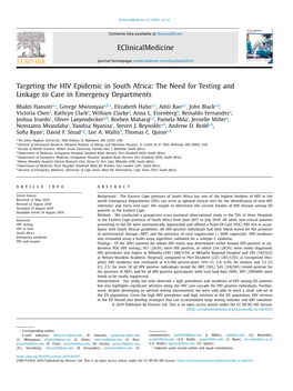 Targeting the HIV Epidemic in South Africa: the Need for Testing and Linkage to Care in Emergency Departments