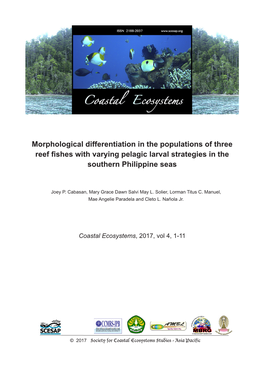 Morphological Differentiation in the Populations of Three Reef Fishes with Varying Pelagic Larval Strategies in the Southern Philippine Seas