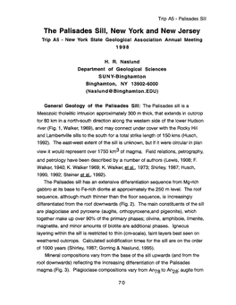 The Palisades Sill, New York and New Jersey Trip A5 - New York State Geological Association Annual Meeting 1998