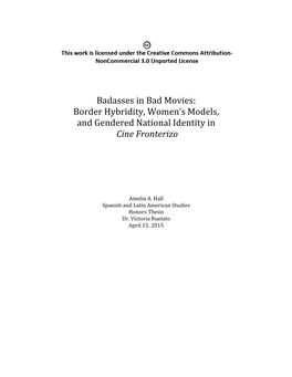 Badasses in Bad Movies: Border Hybridity, Women’S Models, and Gendered National Identity in Cine Fronterizo