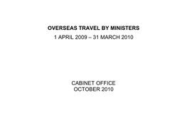 Overseas Travel by Ministers 1 April 2009 – 31 March 2010